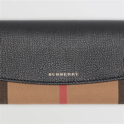 burberry ladies current continental black leather house check wallet clutch|burberry rocking horse card case.